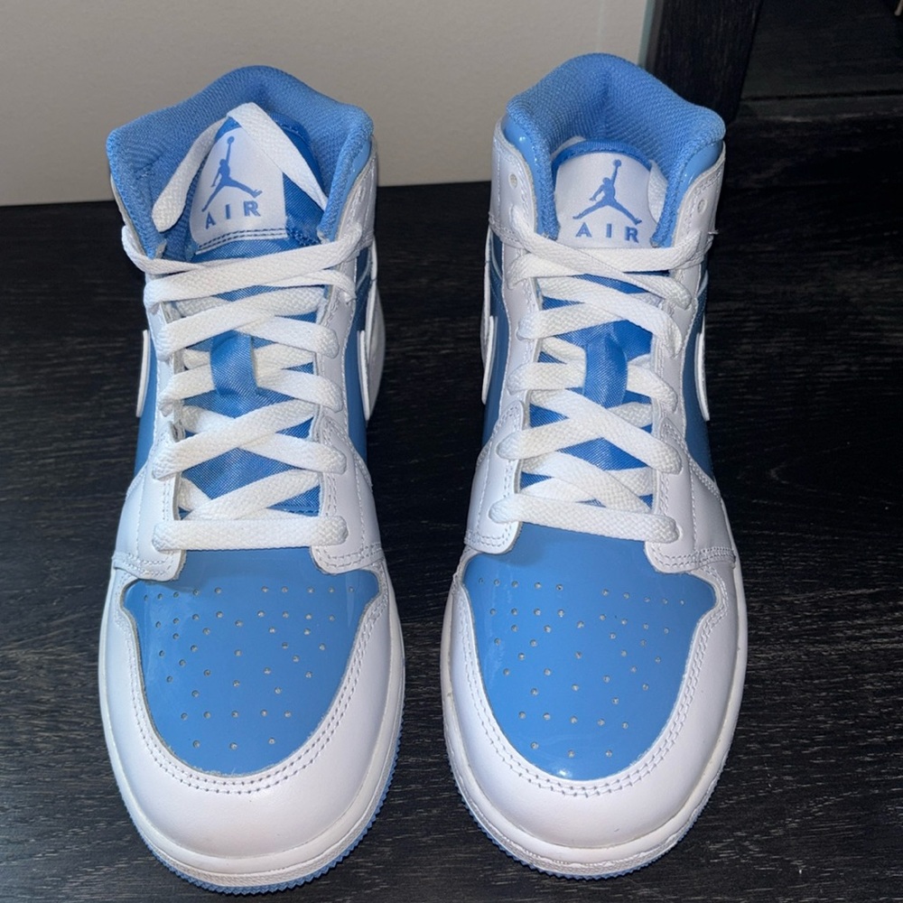 Blue and White High-Top Sneakers